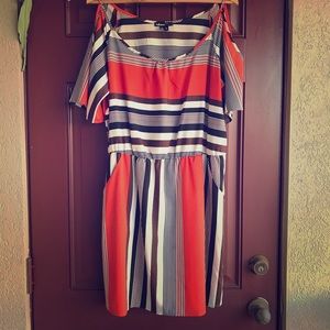 Takara Cold Shoulder Pocket Midi Dress F1